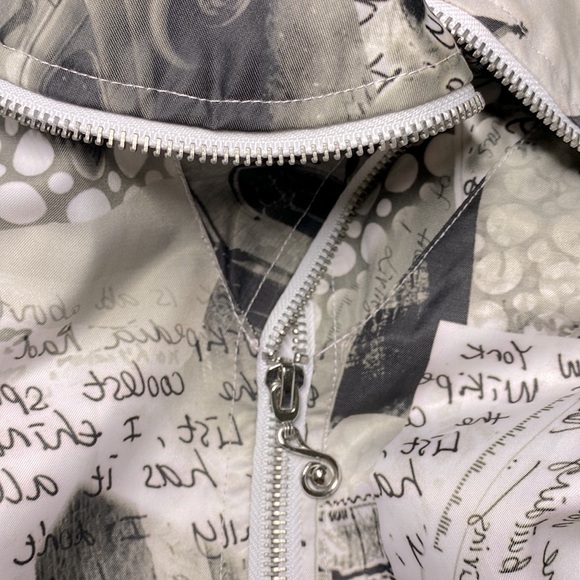 Samuel Dong Gray Newspaper Zip Up Trench Coat with Belt - Picture 11 of 12